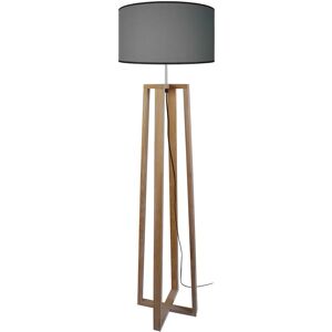 Tosel Lampadaire bois naturel et gris