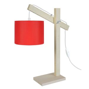 Tosel Lampe de bureau bois naturel et rouge