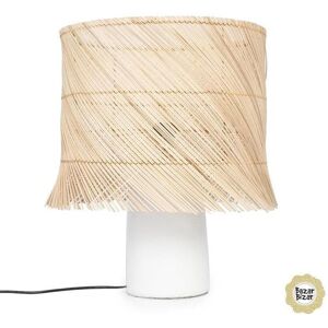 Bazar Bizar Lampe de table en terre cuite et rotin blanc naturel