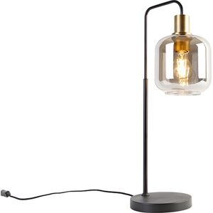 QAZQA Lampe de table en verre dore/laiton