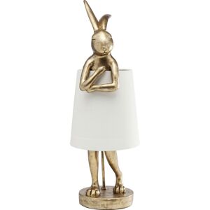 Kare Design Lampe lapin en polyresine doree et abat-jour en lin beige H50