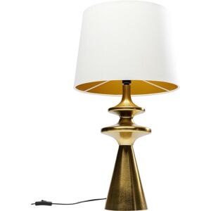 Kare Design Lampe en acier dore et lin blanc