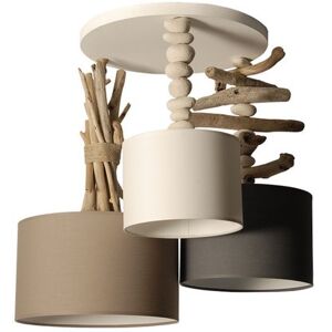 ART Suspension en bois blanc, blanc, taupe et gris