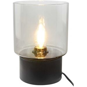 C-Creation Lampe en simili cuir et verre noir