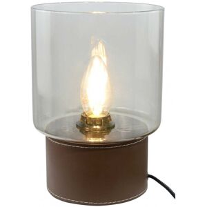 C-Creation Lampe en simili cuir et verre marron