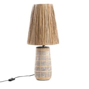 Bazar Bizar Lampe a poser terre cuite rotin h56cm beige