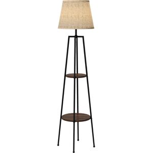 Homcom Lampadaire design 2 etageres H.166 cm metal aspect bois tissu beige