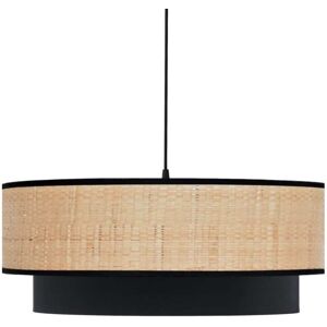 Kauze Luminaires Suspension en raphia et coton noir Ø 35 cm H25cm