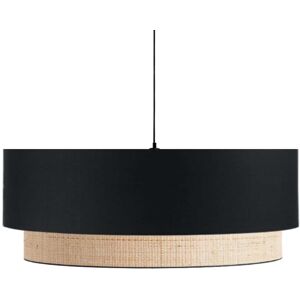 Kauze Luminaires Suspension en coton noir et raphia Ø 60cm H25cm