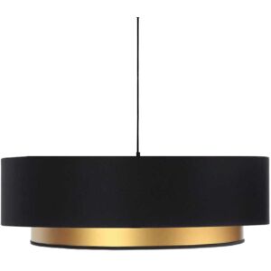 Kauze Luminaires Suspension en coton noir et interieur or mat Ø 55cm H25cm