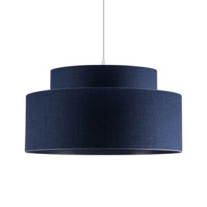 Kauze Luminaires Suspension en lin bleu indigo finition noir Ø 35cm H25cm