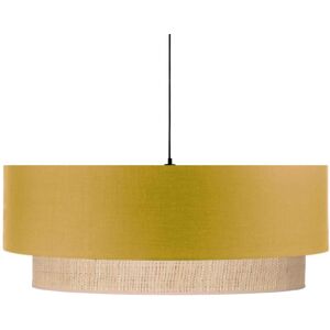 Kauze Luminaires Suspension en coton jaune moutarde et raphia Ø 40 cm H25cm