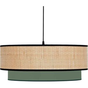 Kauze Luminaires Suspension en raphia et coton vert kaki Ø 45cm H25cm