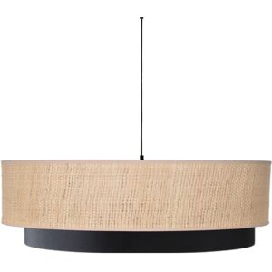 Kauze Luminaires Suspension en raphia beige et coton noir Ø 50cm H25cm