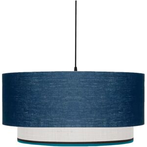 Kauze Luminaires Suspension en coton bleu canard et lin blanc Ø 40cm H25cm