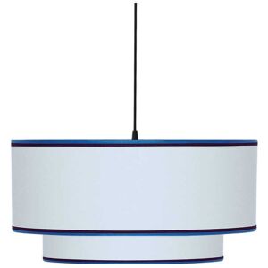 Kauze Luminaires Suspension en coton blanc finition bleu canard Ø 50cm H25cm