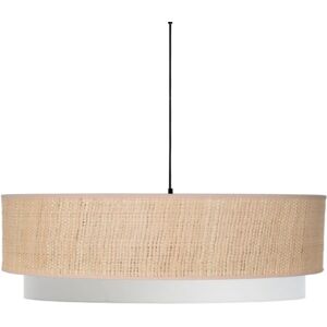 Kauze Luminaires Suspension en raphia et coton blanc Ø 35cm H25cm