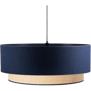 Kauze Luminaires Suspension en lin bleu indigo et raphia Ø 60cm H25cm