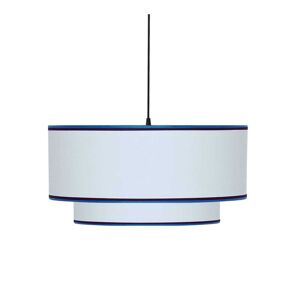 Kauze Luminaires Suspension en coton blanc finition bleu canard Ø 60cm H25cm