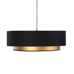 Kauze Luminaires Suspension en coton noir et interieur or mat Ø 35cm H25cm