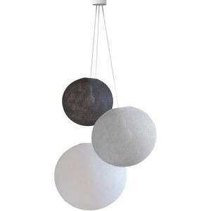 La Case de Cousin Paul suspension 3 globes anthracite - perle - blanc