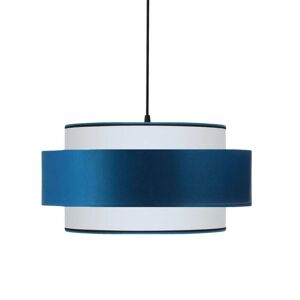 Kauze Luminaires Suspension en coton bleu canard et blanc Ø 35 Hauteur 25cm