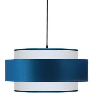 Kauze Luminaires Suspension en coton bleu canard et blanc Ø 45 Hauteur 25cm