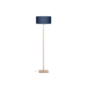 Good & Mojo Lampadaire bambou abat-jour lin bleu denim, h. 167cm