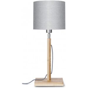 Good & Mojo Lampe de table bambou abat-jour lin gris clair, h. 59cm