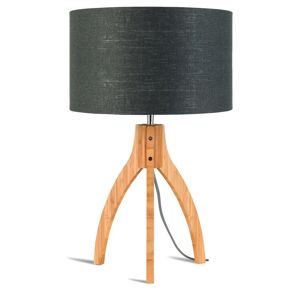 Good & Mojo Lampe de table bambou abat-jour lin gris fonc ©, h. 54cm