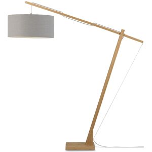 Good & Mojo Lampadaire bambou abat-jour lin gris clair, h. 207cm