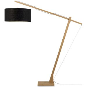 Good & Mojo Lampadaire bambou abat-jour lin noir, h. 207cm