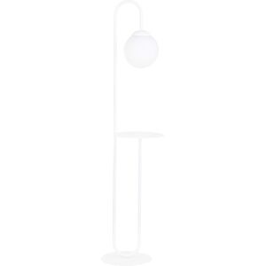 Wonderlamp Lampadaire avec table blanche 30cm et sphere en verre