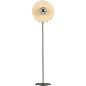 Wonderlamp Lampadaire circulaire avec piece effet bois et sphere effet miroir