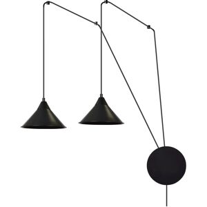 Wonderlamp Applique reglable avec cable de 5m et 2 abat-jour noirs