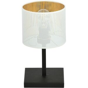 Wonderlamp Lampe de table avec base rectangulaire blanche et interieur dore