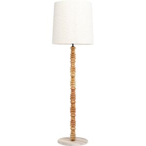 Kare Design Lampadaire en bois sculpte, pierre et coton H159