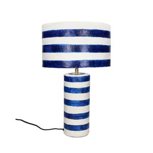 Pomax Lampe a poser en papier a rayures horizontales D30cm blanc et bleu