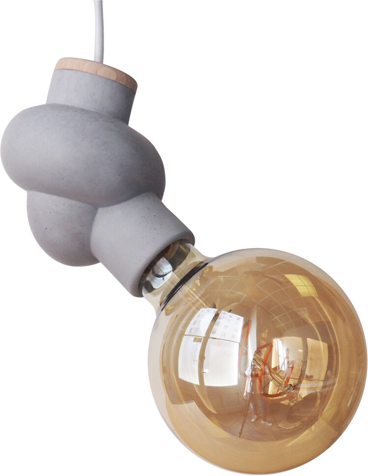 Gone's Lampe à suspendre en béton et bois cordon blanc ampoule edison