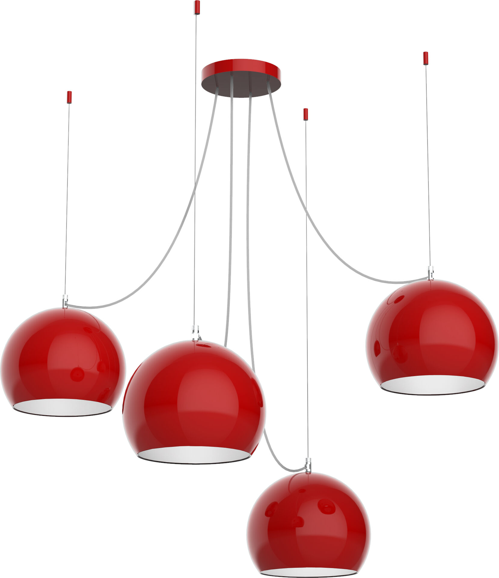 Lumicom Suspension métal rouge brillant et blanc