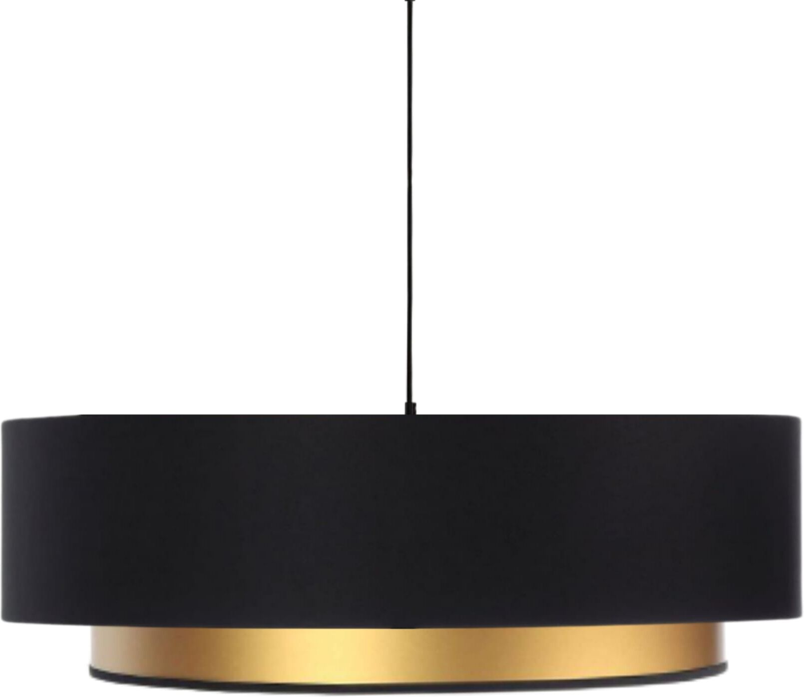 Kauze Luminaires Suspension en coton noir et interieur or mat Ø 45cm H25cm