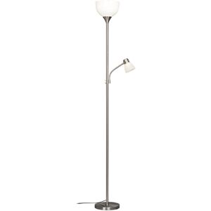 Cristalrecord Lampadaire LED avec liseuse en métal argenté et blanc