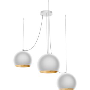 Lumicom Suspension métal blanc mat et feuille d'or interne