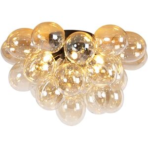 Plafonnier Art Déco en Verre Ambre Noir - 6 Lampes - QAZQA - Publicité Plafonnier Art Déco en Verre Ambre Noir - 6 Lampes - QAZQA - Publicité