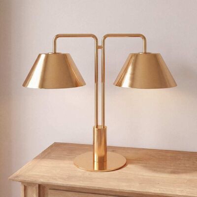 Maisons du Monde Lampe avec 2 abats-jours en acier doré - Publicité Maisons du Monde Lampe avec 2 abats-jours en acier doré - Publicité