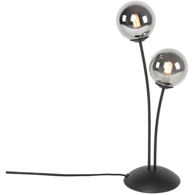 Qazqa Athènes Lampe de table moderne noire en verre fumé 2 lumières - Éclairage - Publicité Qazqa Athènes Lampe de table moderne noire en verre fumé 2 lumières - Éclairage - Publicité