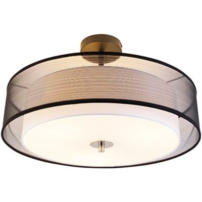 QAZQA Lampe de plafond moderne 50cm - Drum Duo - Noir/Blanc - Acier - Publicité QAZQA Lampe de plafond moderne 50cm - Drum Duo - Noir/Blanc - Acier - Publicité