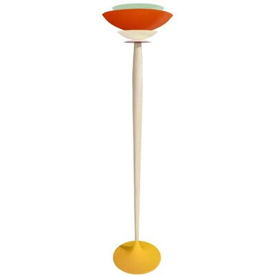 Tosel Lampadaire bois naturel métal jaune Abat-jour multicolore - Publicité Tosel Lampadaire bois naturel métal jaune Abat-jour multicolore - Publicité