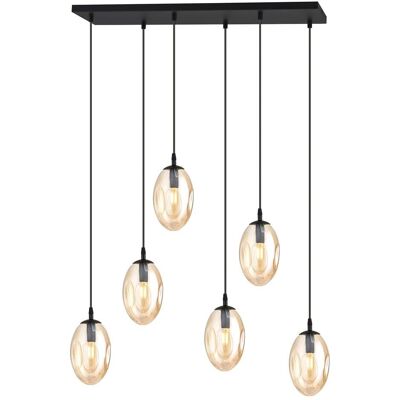 Wonderlamp Suspension linéaire avec 6 sphères ambrées réglable Max 100cm - Publicité Wonderlamp Suspension linéaire avec 6 sphères ambrées réglable Max 100cm - Publicité