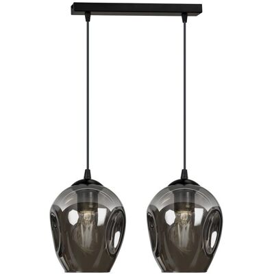 Wonderlamp Suspension avec 2 abat-jour en verre graphite et côtés encastrés - Publicité Wonderlamp Suspension avec 2 abat-jour en verre graphite et côtés encastrés - Publicité